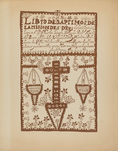 Tafel 2: Jemez-Taufbuch: Aus dem Portfolio "Spanische Kolonialdesigns von New Mexico" von American 20th Century