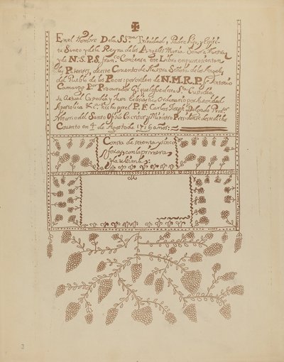 Tafel 3: Pecos Buch der Besuche: Aus dem Portfolio "Spanische Kolonialdesigns von New Mexico" von American 20th Century