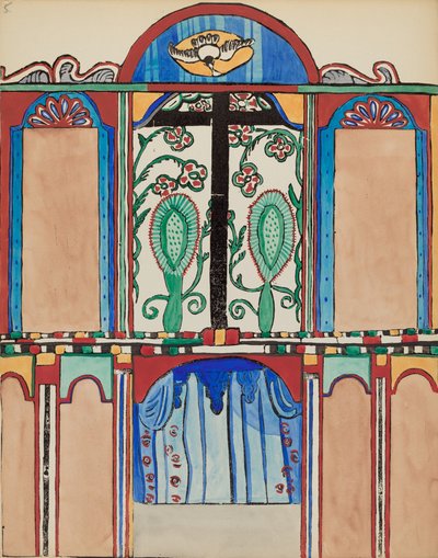 Tafel 6: Kapellenaltar, Santa Cruz: Aus dem Portfolio "Spanische Kolonialdesigns von New Mexico" von American 20th Century