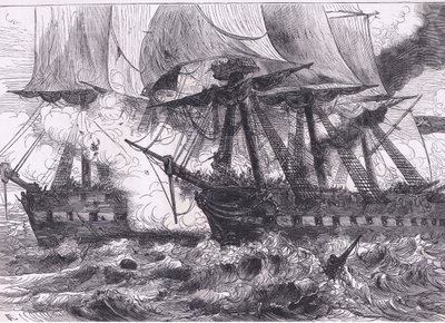 Kampf zwischen der Chesapeake und der Shannon, Illustration aus Cassells Geschichte der Vereinigten Staaten, veröffentlicht von Cassell, Petter & Galpin, um 1900 (Lithographie) von American English school