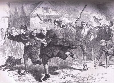 Flucht von Hutchinson vor den Aufständischen 1766, Illustration aus Cassells Geschichte der Vereinigten Staaten, veröffentlicht von Cassell, Petter & Galpin, ca. 1900 von American English school