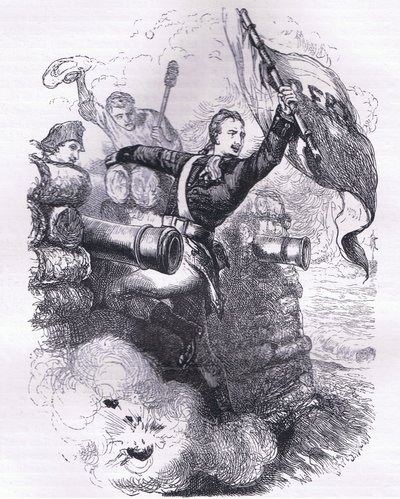 Sergeant Jasper erobert die Flagge zurück, Illustration aus Cassells Geschichte der Vereinigten Staaten, veröffentlicht von Cassell, Petter & Galpin, ca. 1900 von American English school