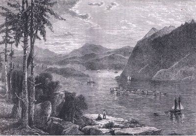 Die Hudson Highlands (Illustration aus Cassells Geschichte der Vereinigten Staaten) von American English school