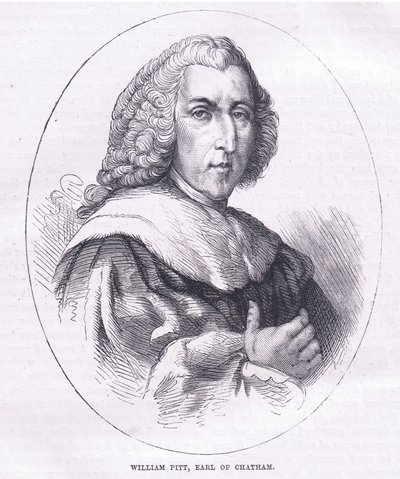 William Pitt, Earl of Chatham, Illustration aus Cassells Geschichte der Vereinigten Staaten, veröffentlicht von Cassell, Petter & Galpin, um 1900 (Lithographie) von American English school