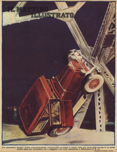 Ein wundersamer Entkommen: ein Auto überschlägt sich und stoppt rechtzeitig, um zu verhindern, dass es von einer Brücke in Milwaukee, Wisconsin, USA stürzt von American Photographer (after)