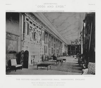 Kamin: Die Bildergalerie, Hardwick Hall, Derbyshire, England von American Photographer (after)