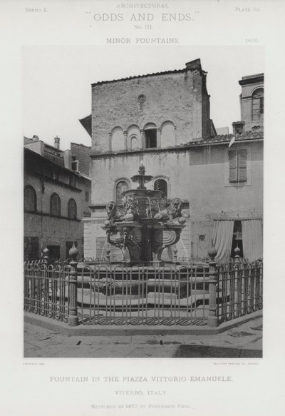Brunnen auf der Piazza Vittorio Emanuele, Viterbo, Italien von American Photographer (after)