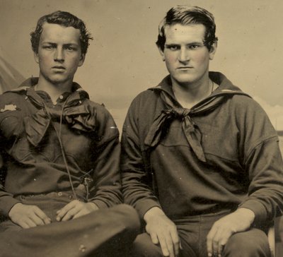Porträt von zwei Matrosen in Union-Uniform, ca. 1861 (Tintype-Foto) von American Photographer