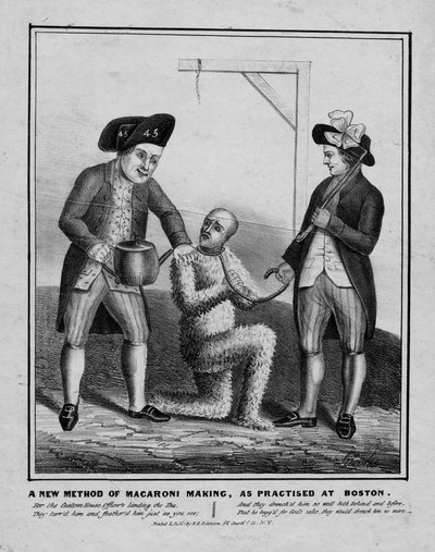 Eine neue Methode der Makkaroniherstellung, wie in Boston praktiziert, ca. 1836 von American School