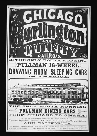 Werbung für Pullman Cars aus Chicago, ca. 1875 von American School