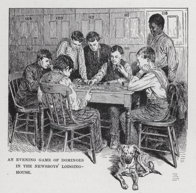 Ein Abendspiel Domino im Nachrichtenjungenheim von American School