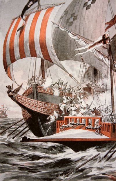 Arouji, Bruder von Barbarossa, greift die Schatzgaleeren von Papst Julius II. im Jahr 1504 an von American School
