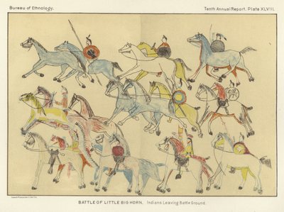 Schlacht von Little Big Horn - Indianer verlassen das Schlachtfeld von American School