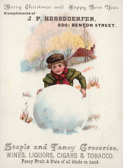 Junge rollt riesigen Schneeball von American School