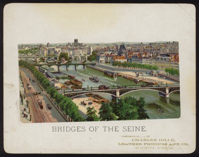 Brücken über die Seine, Paris, Frankreich (Chromolithografie) von American School