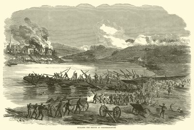Bau der Brücke in Fredericksburg, Dezember 1862 von American School
