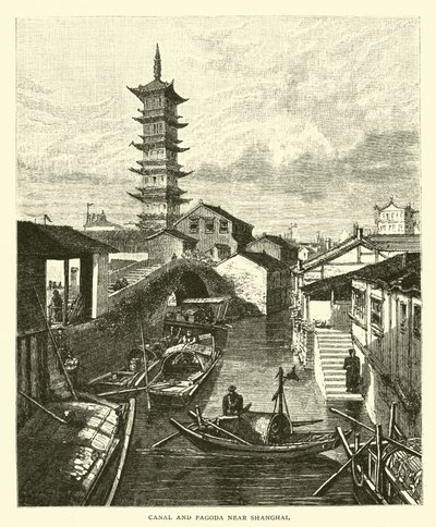 Kanal und Pagode bei Shanghai von American School