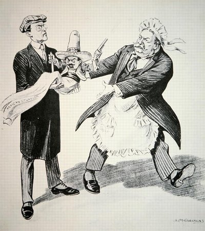 Karikatur, die Präsident William H. Taft darstellt, wie er die problematische 