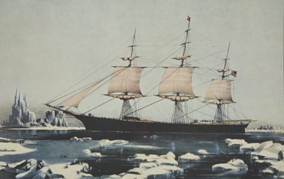 Klipperschiff, Red Jacket - Im Eis vor Kap Hoorn, auf ihrer Passage von Australien nach Liverpool, August 1854, veröffentlicht 1855, Currier & Ives von American School