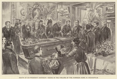 Tod des Ex-Präsidenten Harrison, Szene in den Salons des Harrison-Hauses in Indianapolis von American School