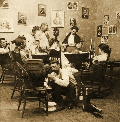 Detail aus McCarthys Wake (Teil 1), 1899 (Stereograph) von American School
