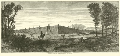 Außenansicht des Gefängnishofs in Millen, November 1864 von American School