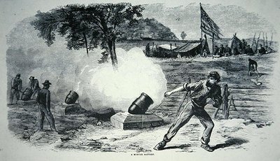 Bundesmörserbatterie während des Amerikanischen Bürgerkriegs von American School