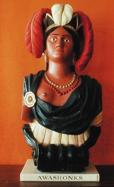 Galionsfigur von Awashonks von einem Schiffsbug von American School