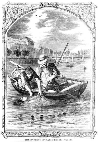 Frontispiz zu Das Geheimnis von Marie Roget von Edgar Allen Poe (1809-49) 1852 von American School