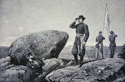 General G.K. Warren an der Signalstation auf Little Round Top, Schlacht von Gettysburg von American School