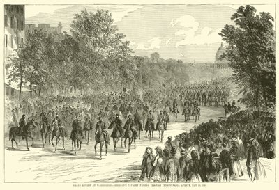 Große Parade in Washington, Sheridans Kavallerie zieht durch die Pennsylvania Avenue, 23. Mai 1865, Mai 1865 von American School