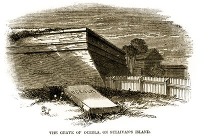 Grab des Seminolen-Häuptlings Osceola, wie es 1860 neben dem nordwestlichen Bastion von Fort Moultrie erschien, kurz vor dem amerikanischen Bürgerkrieg von American School