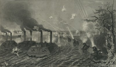 Kanonen- und Mörserboote auf dem Mississippi, ca. 1878 von American School