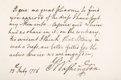Handschrift und Unterschrift von George Washington, 1758 von American School
