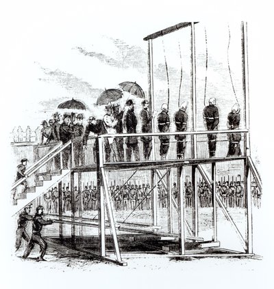 Hinrichtung der Verschwörer des Lincoln-Attentats, 7. Juli 1865 von American School
