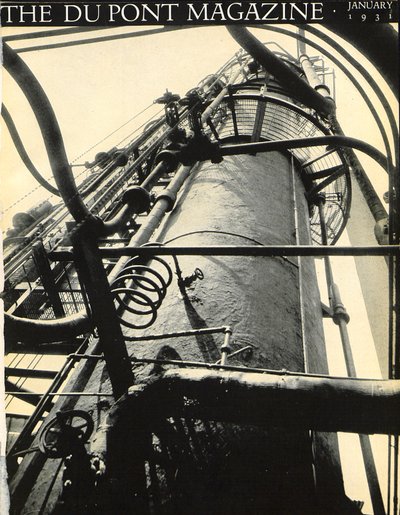 Industrieanlage, Titelseite des DuPont Magazins, Januar 1931 von American School
