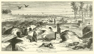 Innenansicht des Gefängnishofs in Millen, November 1864 von American School
