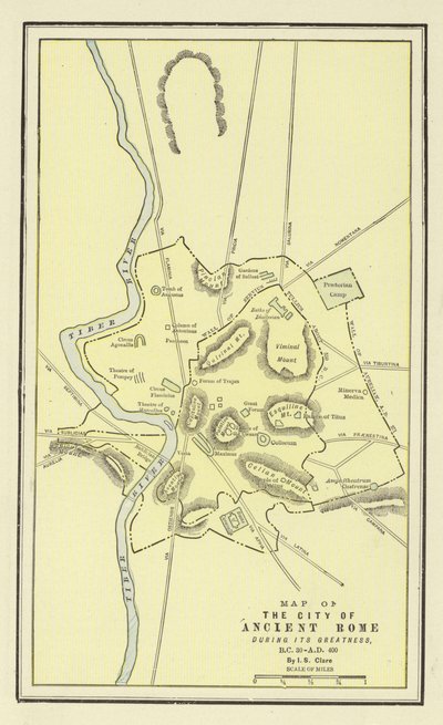 Karte der Stadt des antiken Rom während ihrer Blütezeit, 30 v. Chr. - 400 n. Chr. von American School