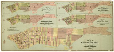 Stadtplan von New York, der seine politischen Unterteilungen zeigt von American School