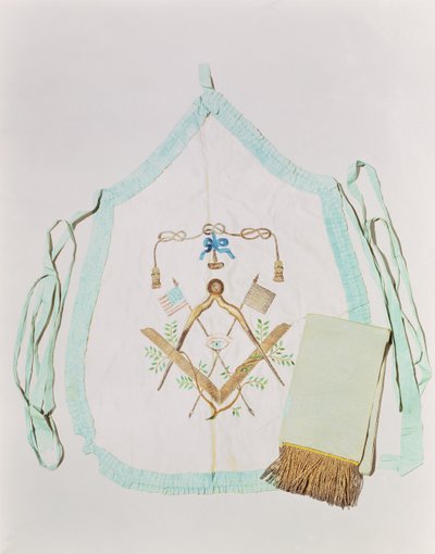 Freimaurer-Schürze und Schärpe, 1770-1800 (Seide & Metallfaden) von American School