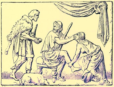Odysseus wird von seiner Amme erkannt, Illustration aus Geschichte Griechenlands von Victor Duruy, veröffentlicht 1890 von American School