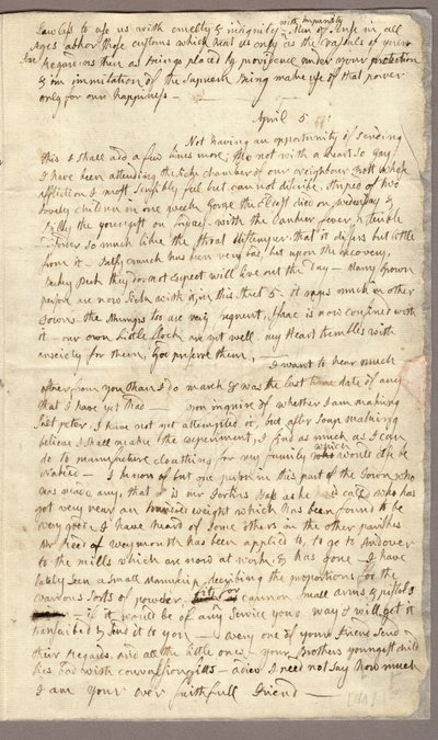 Seite 3, Brief von Abigail Adams an John Adams, 31. März - 5. April 1776 von American School