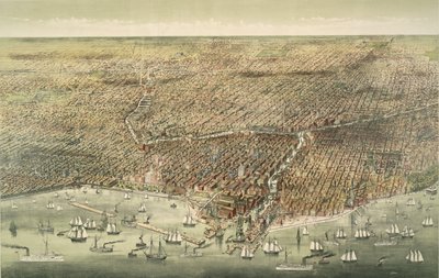 Panoramablick auf die Stadt Chicago, veröffentlicht 1892 von American School