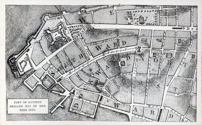 Teil der kleineren Karte von New York City von Bernard Ratzer von American School