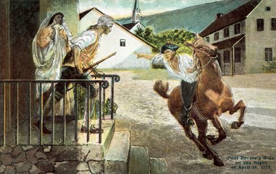 Paul Reveres Ritt in der Nacht des 18. April 1773 von American School