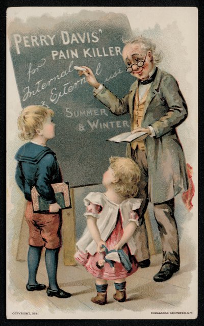 Perry Davis Schmerzmittel, Werbung Mitte des 19. Jahrhunderts von American School