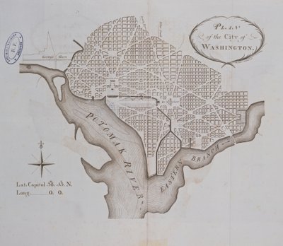 Plan der Stadt Washington, wie ursprünglich 1793 angelegt von American School