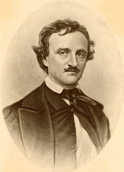Porträt von Edgar Allan Poe (Druck) von American School