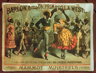 Poster, das Barlow, Wilson, Primrose und Wests Mammot Minstrels Colored Masquerade bewirbt von American School
