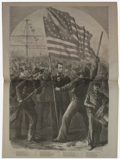 Präsident Lincoln beteiligt sich an der Schlacht von Fort Stevens, Illustration aus "Harper